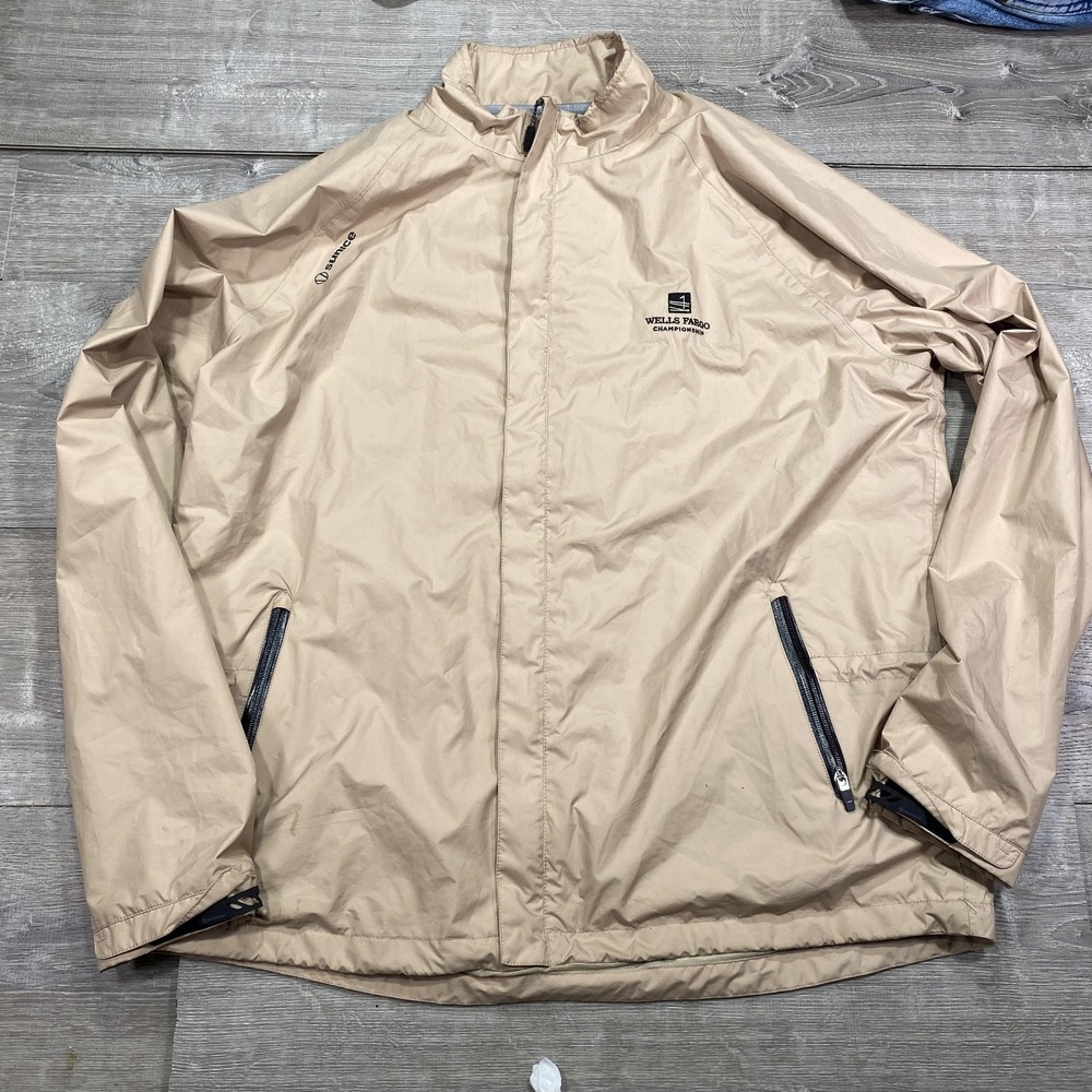 Sunice Jacket Mens XL Beige Typhoon Zephal Waterproof Wells Fargo Golf Rain